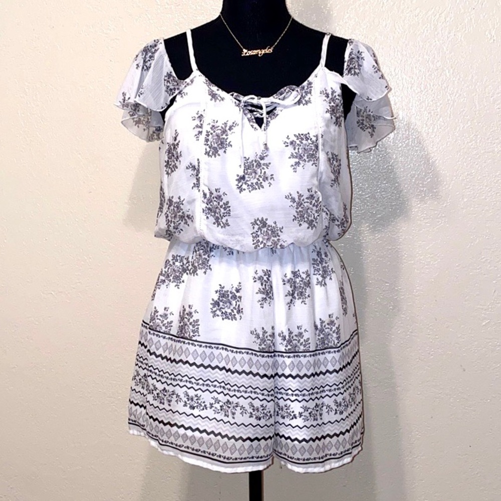 White Floral Romper (Shorts)